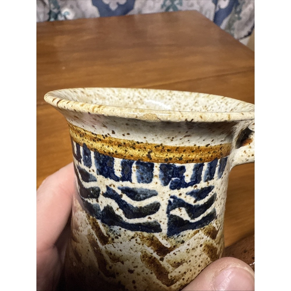 Vintage‎ Pottery Mug Handmade Blue, Bown Cream Colors. - Picture 6 of 11